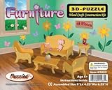 Puzzled Furniture Set Small 3D Natural Wood Puzzles (21 Piece)