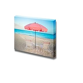 Tropical Beach Setting with a Big Red Umbrella...