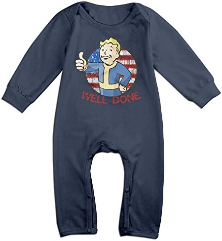 CYANY FALL OUT VAULT BOY THUMBS UP Newborn Baby Long-Sleeve Romper Jumpsuit Navy