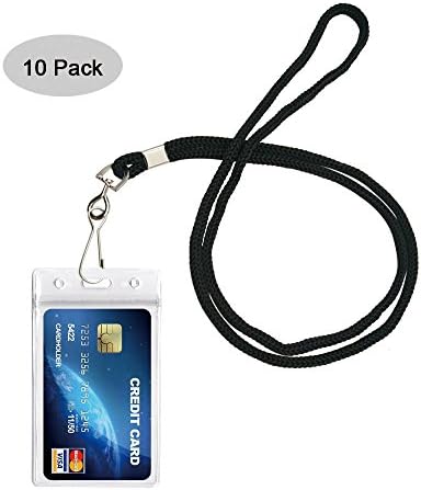 Heavy Duty ID Card Badge Holder with Resealable Zipper, Waterproof PVC ID Card Holder, Vertical Style, Clear, by CYPES (10Pack with Lanyards)