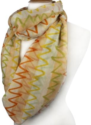 Chevron Zig Zag Stripes Infinity Scarves | Multi Color (Orange)