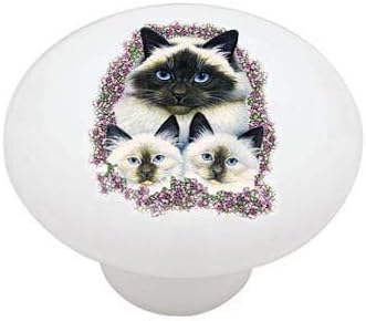 Birman Cats Ceramic Drawer Knob