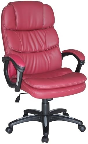 Salute High Back Executive Office Chair PU Leather Swivel Chair Burgundy Red 8889-D03