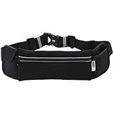 SNHNY Top Running Belt for Men + Women, Holds all IPhones + Accessories, Completely Comfortable Running Belt for Trail Running or Hiking. GUARANTEED Best Running Belt. (Black)