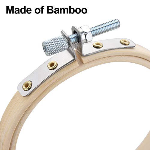 [20 Pack, 3 Inch] Embroidery Hoops, Browill Adjustable Bamboo Circle Cross Stitch Hoop Kit for DIY Arts Crafts Ornaments, Handmade Sewing Home Decorations
