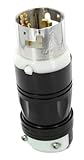 Leviton CS6365C 50 Amp, 125/250 Volt AC, Black & White Locking Plug, Industrial Grade, Grounding, California-Style, Black-White