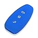 AndyGo Silicone Smart Key Cover Protector Holder For Ford Mondeo Focus 3 MK3 ST Kuga Fiesta Escape Ecosport Titanium 3 Buttons Dark Blue