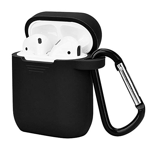 TNSO Compatible for AirPods Case Protective Silicone Cover and Skin for AirPods Charging Case-Black
