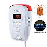 ourjob YK-818 55 Natural Detector Leak Alarm Sensor Butane Methane Gas Monitor, Voice Prompt, Strobe Light Warning, Digital Display (White, No Battery), 5.2x3.58x1.54inches