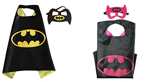 Athena Dress Up Batman & Batgirl 2 Capes, and 2 Masks Gift Box Included