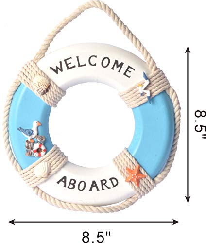 Wooden Nautical Lighthouse Anchor Wall Hanging Ornament, Beach Wooden Boat Ship Steering Wheel Wall Decor, Nautical Life…