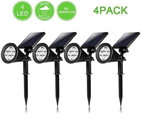YINGHAO Solar Lights Spotlight High Power Outdoor Landscape Lighting Waterproof Wall Light Security Night Lights, Solar Spotlight Outdoor for Flag Pole, Pack of 4