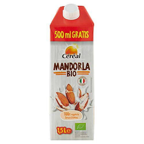 Céréal Bevanda Mandorla Bio, Latte di Mandorla senza Lattosio e senza Glutine, da Agricoltura Biologica Italiana, 1,5L