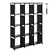 SONGMICS 12-Cube Storage Shelf, Bookcase, Closet Organizer, in Living Room, Kid’s Room, for Toys, Daily Necessities, 41.3 x 11.8 x 55.1 Inches, Includes Rubber Mallet, Black ULSN12BK