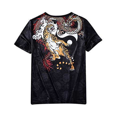Chinese Men's Summer Fashion Short Sleeve Loose Comfortable T-Shirt Tops Yellow
