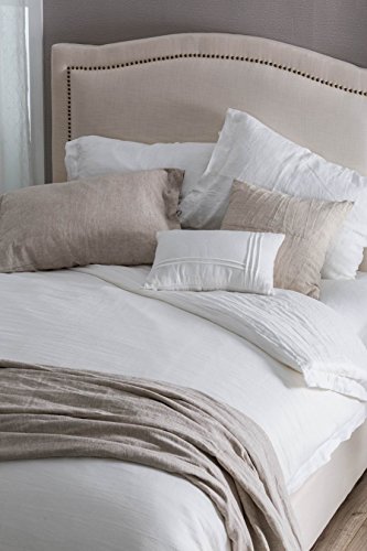 meadow park Stone Washed Linen Duvet Cover Set 3 Pieces, Queen 90 inches x 94 inches, Pillow Shams 20 inches x 26 inches, Ties Closure Style - Corner Ties - Super Soft, White