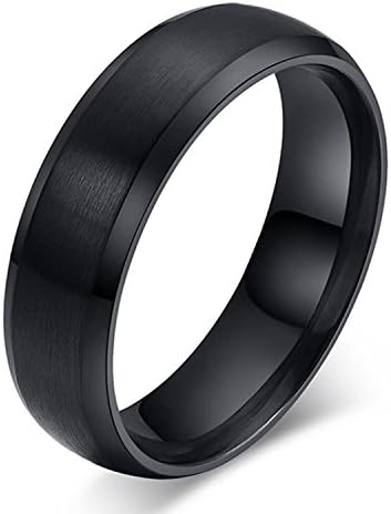 JYKKA BASIC 6mm Black Titanium Ring Brushed Center Wedding Band Comfort Fit