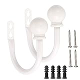 Sumnacaon Set of 2 Metal Decorative Curtain Holdbacks, Wall Mounted Window Drapery Tiebacks for Bedroom, Livingroom, Office Come with Screws, White