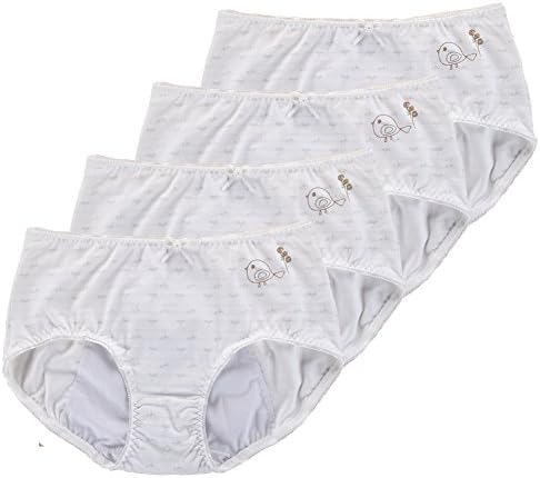 VictorySweety Big Girl's Menstrual Period Cotton Briefs Panties Underwear Size L White- 4 Pieces