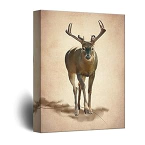 Canvas Wall Art - Watercolor Style Deer with Antlers - Giclee Print Gallery Wrap Modern Home Art Ready to Hang - 12x18 inches