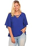 zeagoo Plus Size Women's Loose Casual Blouse Cross Strap Chiffon T-Shirt, Champlain Color, 3X