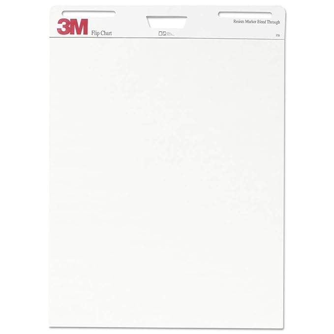 3M Flip Charts, 25"x30", White, 40 Sheets/Pad, 2 Pads/Carton MMM570