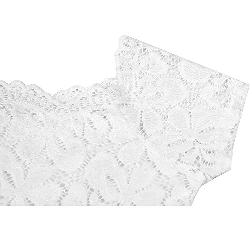 Dreaweet Women's Off Shoulder Lace Boat Neck Vintage Cocktail Party Wedding Dresses (Large, White)