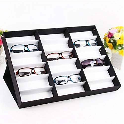 Youzpin Eyeglasses Storage Dust-Proof Display Box,Sunglasses Display Case Folding Lid Stand Holder Tray Case,Glasses Jewellery and Watches Storage Display Container~8 Grid
