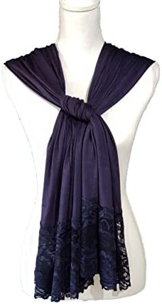 Nice Lady Womens Lightweight Lace Cotton Jersey Kuwaiti Stretch Hijab Scarf