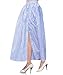 Lalagen Women's Striped Front Slit Ankle Length Button Front High Waist Maxi Skirt Blue M