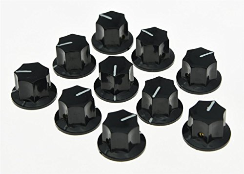 KAISH 10x Black Brass Insert USA Spec 1/4" Large Jazz J Bass Knob Jaguar Mustang Style Knobs