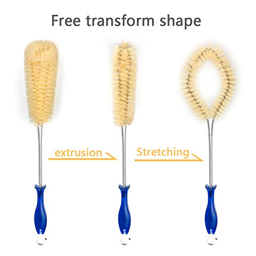 Long Water Bottle Cleaning Brush - Bendable Bristles Design,With Hook and Comfort Handle,Bottle Washing Brush for Baby Milk Bottle,Vase,Decanter,Glass Jugs,juicers,Cleaner Brushes