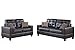 Poundex Bobkona Aria Faux Leather 2 Piece Sofa and Loveseat Set, Espresso