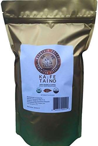Ka Fe Taino, Whole Bean Coffee, Medium Roast, USDA Organic, Single Origin, Mountain, Shade Grown, Dominican Republic, 16 oz