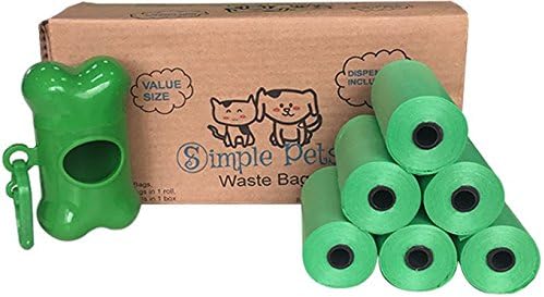 Dog Waste Bags by Simple Pets | Green, Eco Friendly and Unscented Plastic Poop Disposal Bags for Dogs and Cats |Large 300 Bags (13 Inches x 8.7 Inches) Count with Free Dispenser Include.