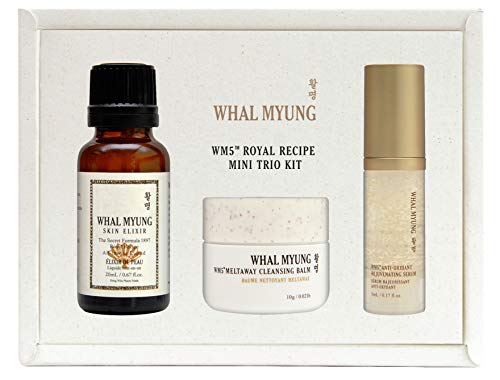 Whal Myung | Mini Trio Kit | Korean Skincare | WM5 Royal Recipe | Skincare Travel Kit | Skin Elixir | Cleansing Balm | Serum | Mini Essentials