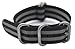 ArtStyle Watch Band with Colorful Nylon Material Strap and Heavy Duty Brushed Buckle (Black/Grey, 22mm)