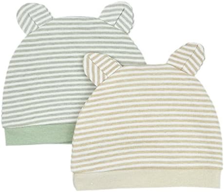 Umi Qite Newborn Baby Girls &amp; Boys Hospital Hat Cotton Soft and So Cute With Ears (2 Pack)