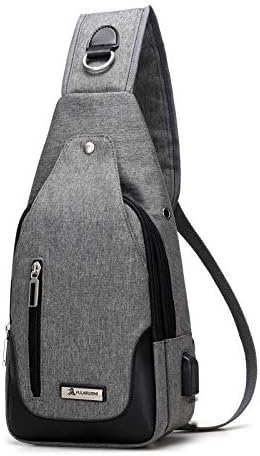 Sling Bag Chest Shoulder Backpack for travelling everyday use for men women with USB charging port Crossbody Business Casual also suitable for cyclists (Grey)