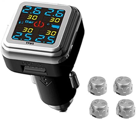 Trying Wireless Tire Pressure Monitoring System ,Wireless TPMS with 4 External Sensors , Cigarette Lighter Plug
