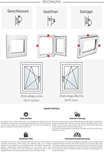 Komforta Fenster Anthrazit Außen/Innen - Alle Größen Kellerfenster Kunststoff BxH 950 x 1100 mm - Garagenfenster Fenster… – Bild 7