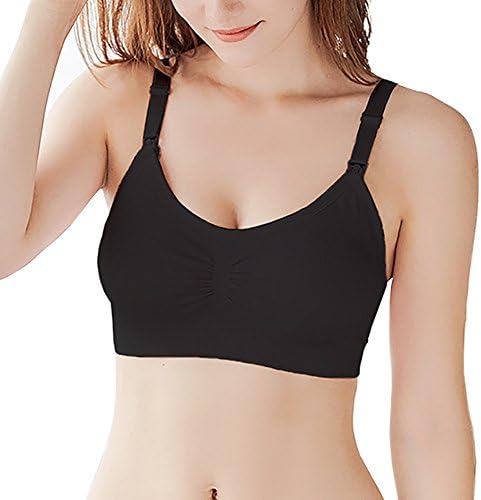 Mfreely Womens Maternity Nursing Bra for Breastfeeding with Comfort Removable Pad (S, Black&amp;Black&amp;Black)