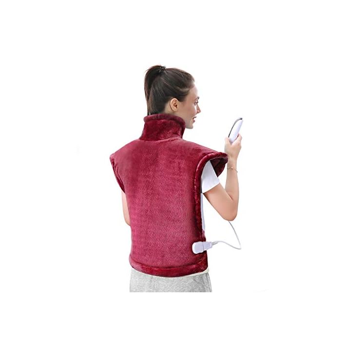 Large Heating Pad for Back and Shoulder Pain, 24"x33" Heat Wrap with Fast-Heating and 5 Heat Settings for Sport Sorness and Cramps Relief, Auto Shut Off Available-Crimson