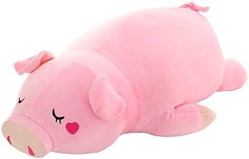 Osye 27.5" Floral Soft Stuffed Pink Pig Plush Pillow Sleeping Hugging Cushion