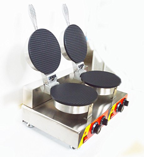 Commercial Electric Ice Cream Cone Machine Electric Waffle Maker Dual Baker 110V - Thumbnail 5