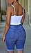 roswear Women's Ripped Denim Mid Rise Stretchy Bermuda Shorts Jeans Denim Large