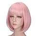 Short Pink Bob Wig With Bangs Natural Look Cosplay Straight Hair Wigs for Women 13