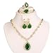 MOOCHI Women Gold Plated Green Cubic Zirconia CZ Crystal Jewelry Set Necklace Earrings Bracelet Ring