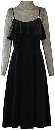SDHEIJKY long sleeve bottoming butterfly top Braces velvet sususpender dress