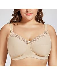 Gratlin Sujetador de maternidad de lactancia sin alambre, de algodón, suave, talla grande, con encaje, para mujer